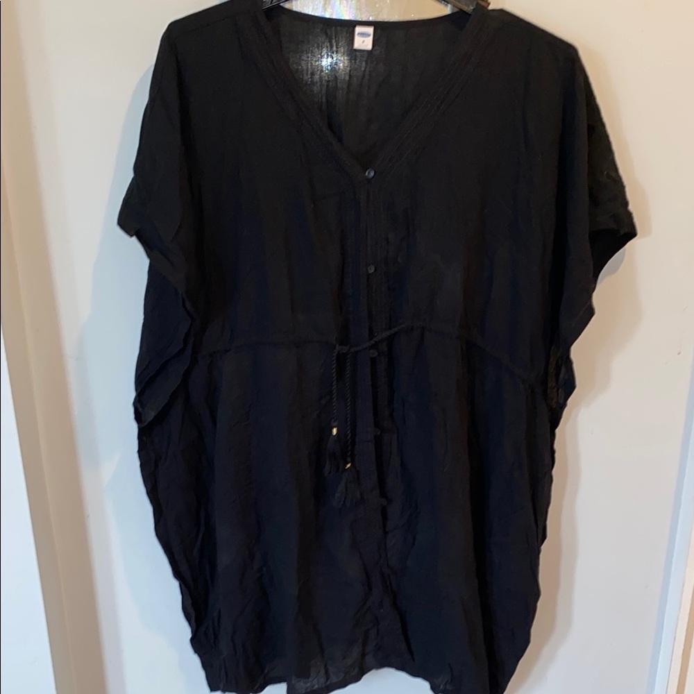 Black V-Neck Women's swim suit cover up Top